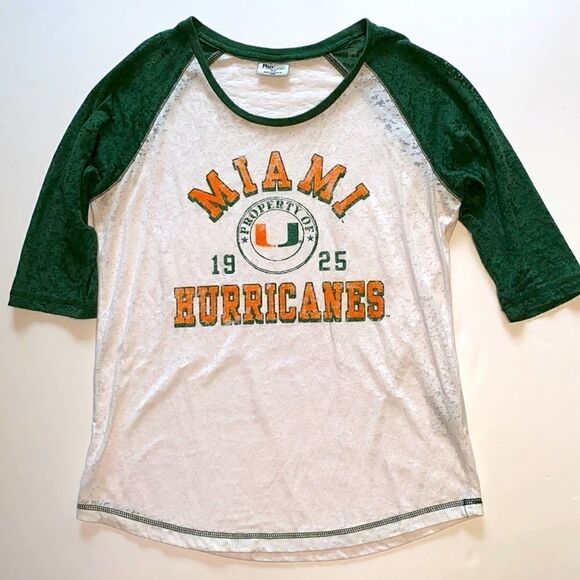 Miami Hurricanes t-shirt raglan sleeves M - Picture 1 of 8